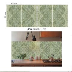 FAYANS ÜSTÜ PVC KAPLAMA 41 X 62  BUZLU GRİ-YEŞİL MERMER DESEN-770