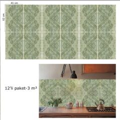 FAYANS ÜSTÜ PVC KAPLAMA 41 X 62  BUZLU GRİ-YEŞİL MERMER DESEN-770