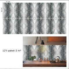 FAYANS ÜSTÜ PVC KAPLAMA 41 X 62  ÇİZGİLİ GRİ MERMER DESEN-772