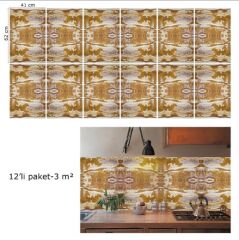 FAYANS ÜSTÜ PVC KAPLAMA 41 X 62  ETNİK MERMER DESEN-774
