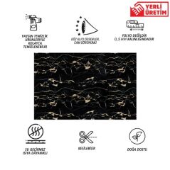 FAYANS ÜSTÜ PVC KAPLAMA 41 X 62  GOLD SİYAH MERMER  DESEN-775