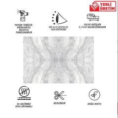 FAYANS ÜSTÜ PVC KAPLAMA 41 X 62 GRİ AĞ MERMER DESEN-777