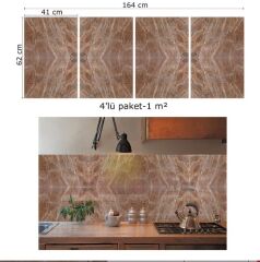 FAYANS ÜSTÜ PVC KAPLAMA 41 X 62 KAHVERENGİ AĞLI MERMER DESEN-780