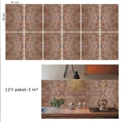 FAYANS ÜSTÜ PVC KAPLAMA 41 X 62 KAHVERENGİ AĞLI MERMER DESEN-780