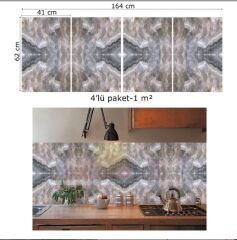 FAYANS ÜSTÜ PVC KAPLAMA 41 X 62 KAHVERENGİ BUZLU MERMER DESEN-781