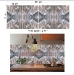 FAYANS ÜSTÜ PVC KAPLAMA 41 X 62 KAHVERENGİ BUZLU MERMER DESEN-781