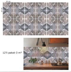 FAYANS ÜSTÜ PVC KAPLAMA 41 X 62 KAHVERENGİ BUZLU MERMER DESEN-781