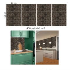 FAYANS ÜSTÜ PVC KAPLAMA 41 X 62 KAHVERENGİ METRO MERMER DESEN-782