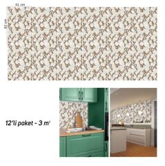 FAYANS ÜSTÜ PVC KAPLAMA 41 X 62 KAHVERENGİ PETEK MERMER DESEN-783