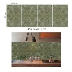 FAYANS ÜSTÜ PVC KAPLAMA 41 X 62 KAHVERENGİ YEŞİL MERMER DESEN-784