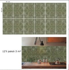 FAYANS ÜSTÜ PVC KAPLAMA 41 X 62 KAHVERENGİ YEŞİL MERMER DESEN-784