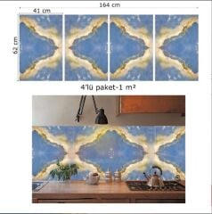 FAYANS ÜSTÜ PVC KAPLAMA 41 X 62 MAVİ MERMER DESEN-788
