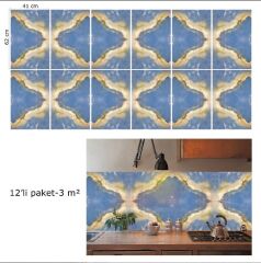 FAYANS ÜSTÜ PVC KAPLAMA 41 X 62 MAVİ MERMER DESEN-788