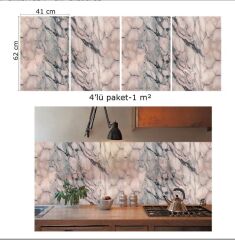FAYANS ÜSTÜ PVC KAPLAMA 41 X 62 PEMBE MERMER DESEN-789