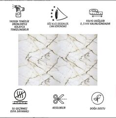FAYANS ÜSTÜ PVC KAPLAMA 41 X 62 SARI ÇİZGİLİ MERMER DESEN-791