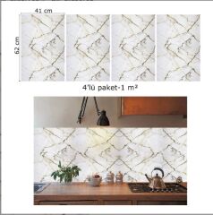 FAYANS ÜSTÜ PVC KAPLAMA 41 X 62 SARI ÇİZGİLİ MERMER DESEN-791