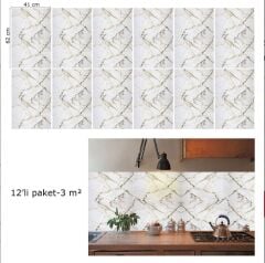 FAYANS ÜSTÜ PVC KAPLAMA 41 X 62 SARI ÇİZGİLİ MERMER DESEN-791