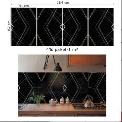 FAYANS ÜSTÜ PVC KAPLAMA 41 X 62 SİYAH ASORTİ MERMER DESEN-793