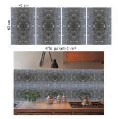 FAYANS ÜSTÜ PVC KAPLAMA 41 X 62 SİYAH HALI DESEN-794