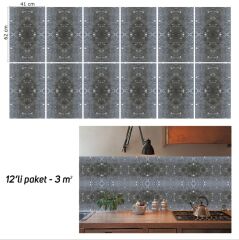 FAYANS ÜSTÜ PVC KAPLAMA 41 X 62 SİYAH HALI DESEN-794