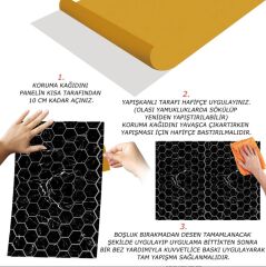 FAYANS ÜSTÜ PVC KAPLAMA 41 X 62 SİYAH PETEK DESEN-795