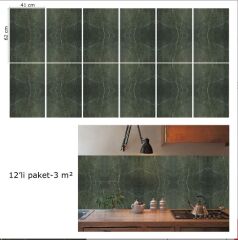 FAYANS ÜSTÜ PVC KAPLAMA 41 X 62 SİYAH - YEŞİL MERMER DESEN-796