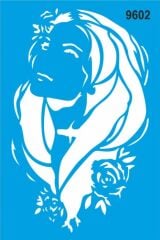 Stencıl Çİçekli Kadın Desen - 9602