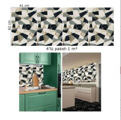 FAYANS ÜSTÜ PVC KAPLAMA 41 X 62 ÜÇGEN KIRIMLI DESEN-800