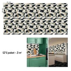 FAYANS ÜSTÜ PVC KAPLAMA 41 X 62 ÜÇGEN KIRIMLI DESEN-800