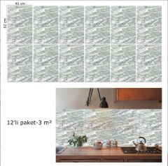 FAYANS ÜSTÜ PVC KAPLAMA 41 X 62 YEŞİL AGAT MERMER DESEN-801
