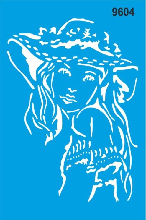 Stencıl Şapkalı Kadın Desen - 9604