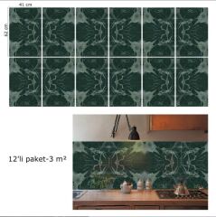 FAYANS ÜSTÜ PVC KAPLAMA 41 X 62 YEŞİL MERMER DESEN-802