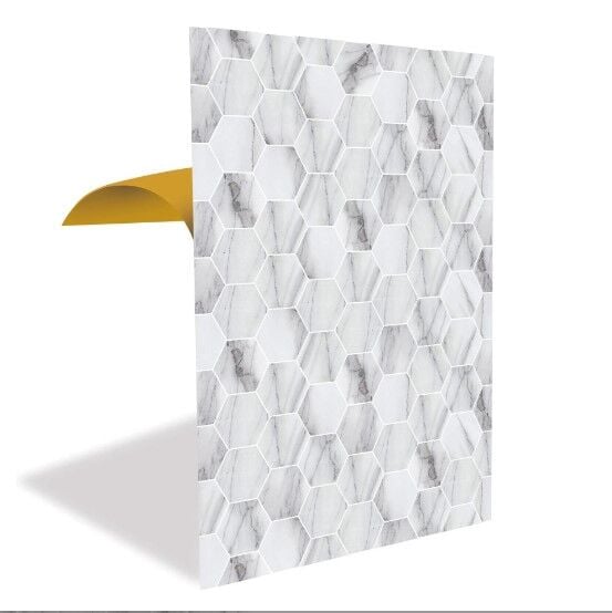 FAYANS ÜSTÜ PVC KAPLAMA 41 X 62 BEYAZ PETEK MERMER DESEN-804