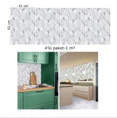 FAYANS ÜSTÜ PVC KAPLAMA 41 X 62 BEYAZ PETEK MERMER DESEN-804