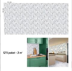FAYANS ÜSTÜ PVC KAPLAMA 41 X 62 BEYAZ PETEK MERMER DESEN-804