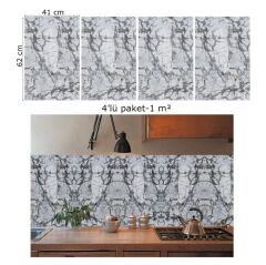 FAYANS ÜSTÜ PVC KAPLAMA 41 X 62 SİYAH ÇİZGİLİ MERMER DESEN-805