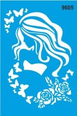 Stencıl Kelebekli Kadın Desen - 9605