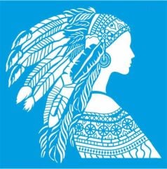 Stencıl Kızılderili Kadın Desen  - 8044