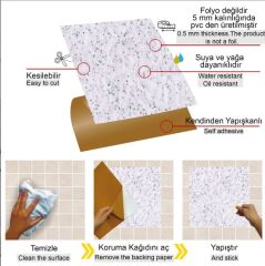FAYANS ÜSTÜ PVC KAPLAMA 30 X 30 ANTRASİT MERMER DESENLİ - 811