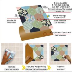 FAYANS ÜSTÜ PVC KAPLAMA 30 X 30 ALTIGEN Ç,ÇEK DESENLİ - 813