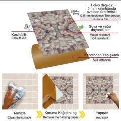 FAYANS ÜSTÜ PVC KAPLAMA 30 X 30  BORDO TAŞ DESENLİ- 814