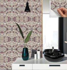FAYANS ÜSTÜ PVC KAPLAMA 30 X 30  BORDO TAŞ DESENLİ- 814