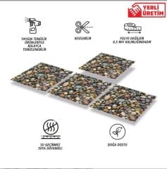 FAYANS ÜSTÜ PVC KAPLAMA 30 X 30  ÇAKIL TAŞI DESENLİ- 815