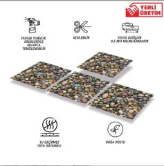 FAYANS ÜSTÜ PVC KAPLAMA 30 X 30  ÇAKIL TAŞI DESENLİ- 815