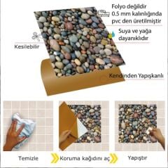 FAYANS ÜSTÜ PVC KAPLAMA 30 X 30  ÇAKIL TAŞI DESENLİ- 815