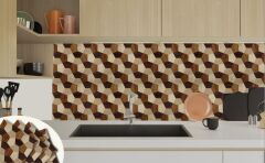 FAYANS ÜSTÜ PVC KAPLAMA 30 X 30  GEOMETRİK AHŞAP DESENLİ - 817