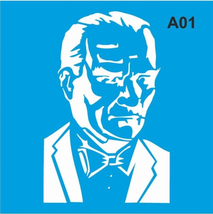 Stencıl ATATÜRK boyama Şablonu  - A01