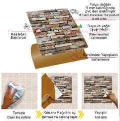 FAYANS ÜSTÜ PVC KAPLAMA 30 X 30  GEOMETRİK TAŞ DESENLİ - 818