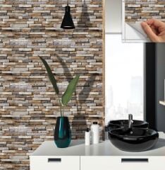 FAYANS ÜSTÜ PVC KAPLAMA 30 X 30  GEOMETRİK TAŞ DESENLİ - 818