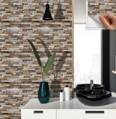 FAYANS ÜSTÜ PVC KAPLAMA 30 X 30  GEOMETRİK TAŞ DESENLİ - 818